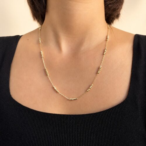 Fully Design 14K Altın Kaplama Dorika Boncuk Uzun Kolye